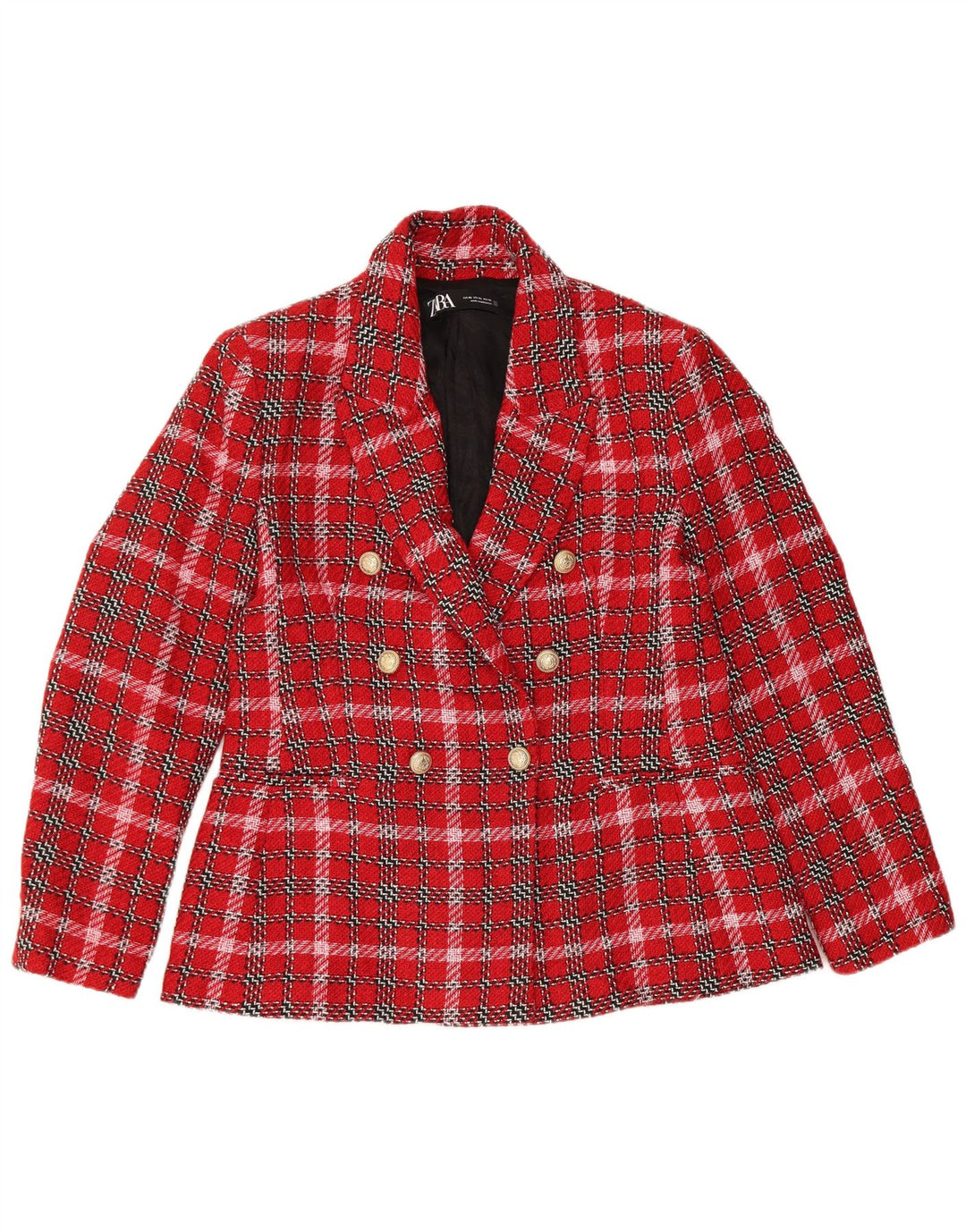 Zara Γυναικείο Μπουφάν Blazer με διπλό στήθος UK 18 XL Red Check