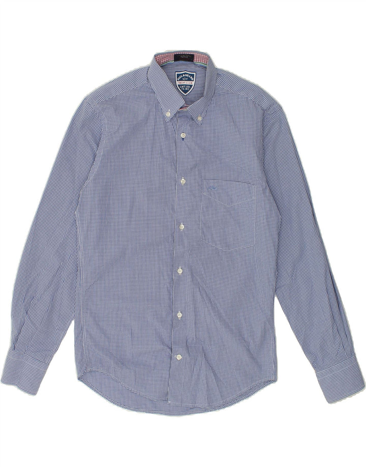 PAUL & SHARK Mens Shirt Small Blue Gingham Cotton Vintage Paul & Shark and Second-Hand Paul & Shark from Messina Hembry 
