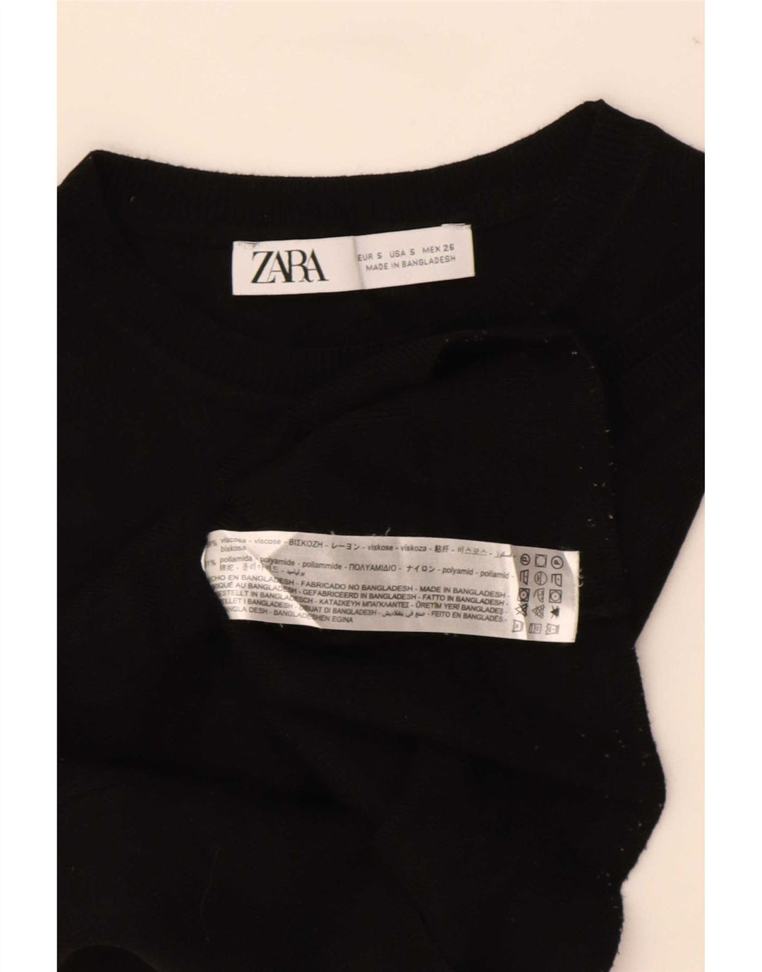 Zara Γυναικείο Crop Vest Top UK 8 Small Black Viscose