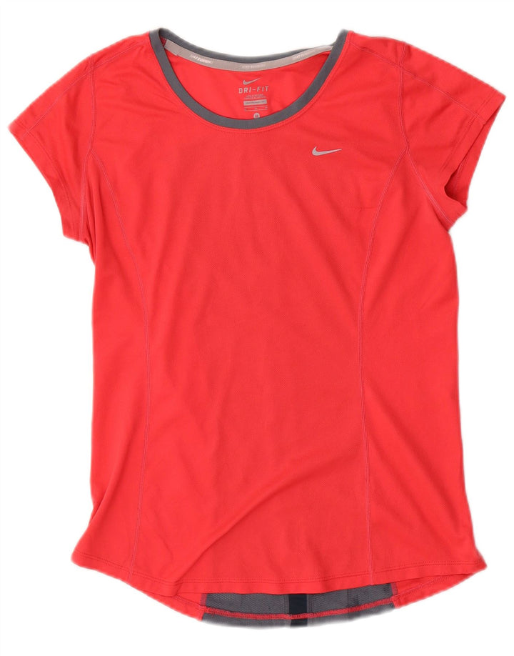 Γυναικείο μπλουζάκι NIKE Dri Fit Top UK 12 Medium Red Colourblock