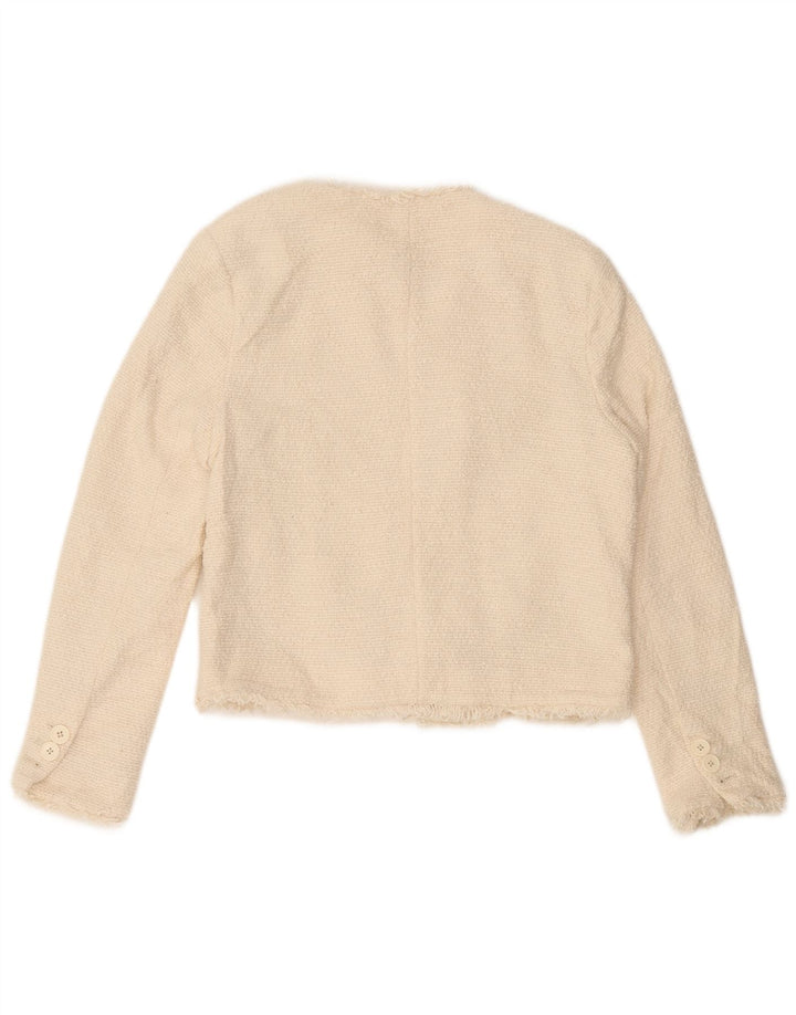 Marks & Spencer Γυναικείο Open Blazer Jacket UK 12 Medium Off White Βαμβακερό