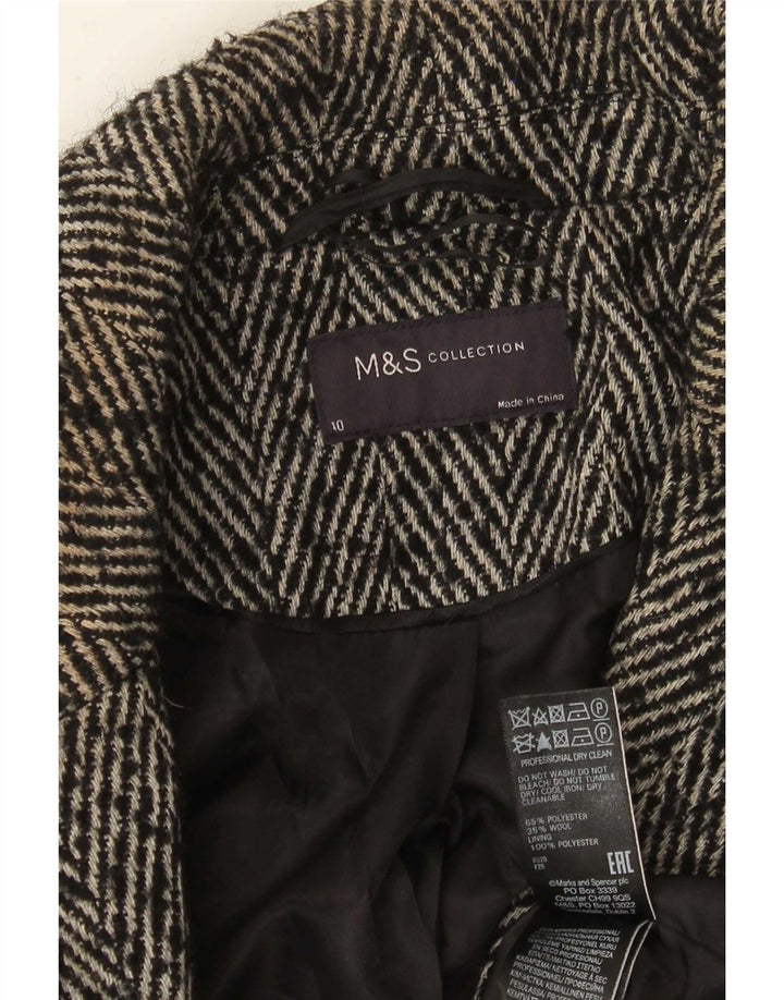 Marks & Spencer Γυναικείο παλτό με διπλό στήθος UK 10 Small Grey Thingbone
