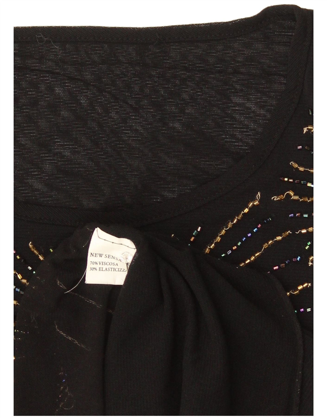 Vintage γυναικείο τοπ μακρυμάνικο UK 10 Small Black Floral Viscose