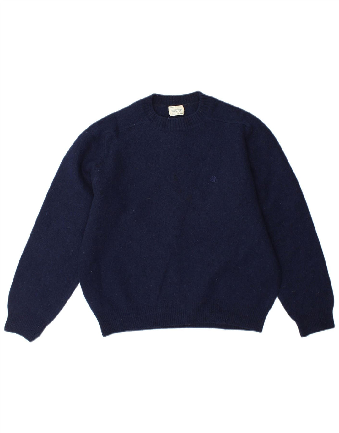 Γυναικείο πουλόβερ BENETTON Crew Neck Jumper UK 14 Medium Navy Blue Wool