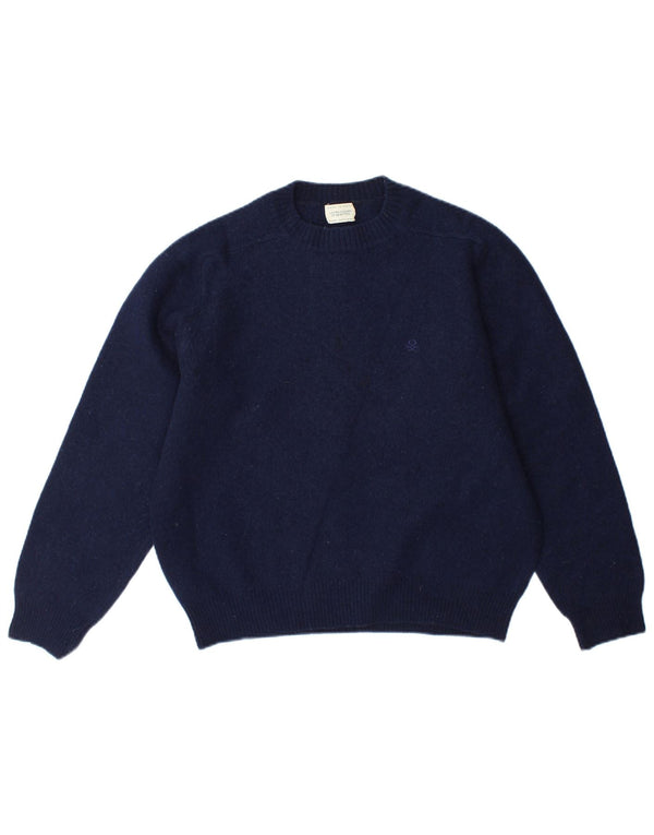 Γυναικείο πουλόβερ BENETTON Crew Neck Jumper UK 14 Medium Navy Blue Wool