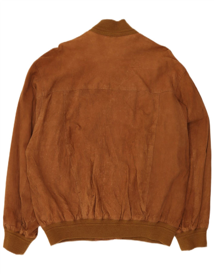 VINTAGE Ανδρικό Suede Bomber Jacket IT 58 4XL Καφέ Δερμάτινο