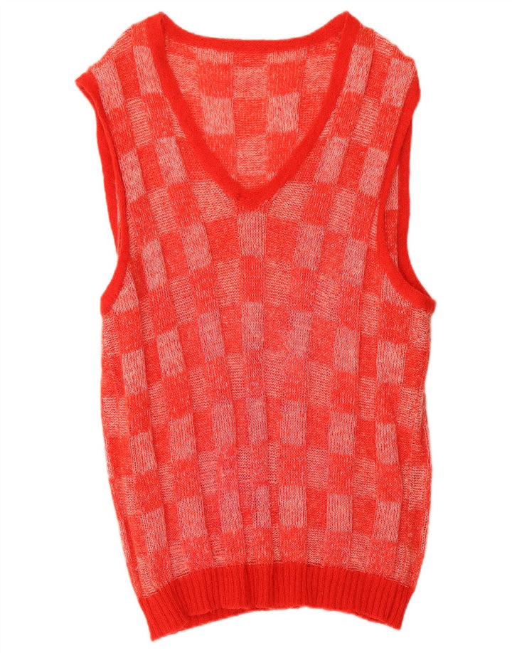 Vintage γυναικείο γιλέκο Longline Tank Top UK 14 Medium Red Geometric