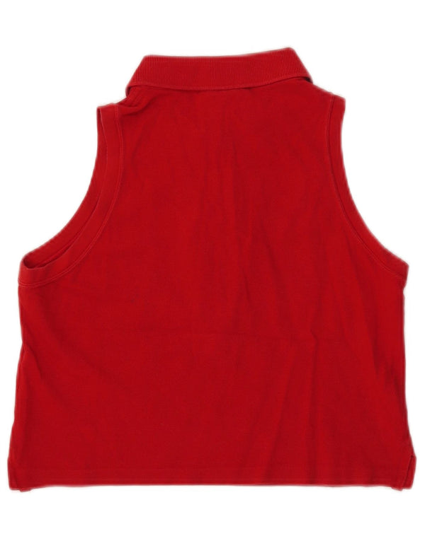 Lacoste Womens Crop Sleeveless Polo Shirt Size 42 Large Red Cotton
