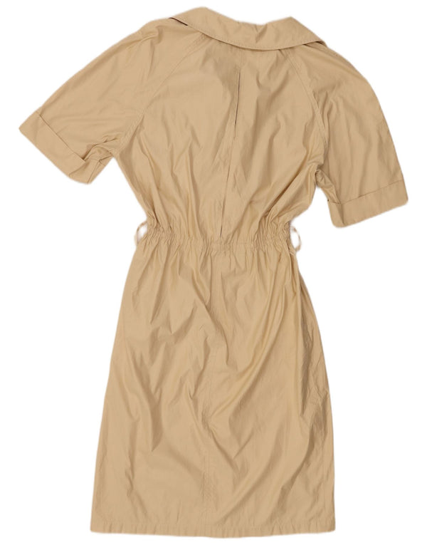 Vintage γυναικείο κοντομάνικο πουλόβερ φόρεμα UK 14 Medium Beige