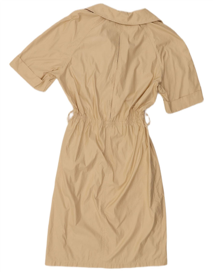 Vintage γυναικείο κοντομάνικο πουλόβερ φόρεμα UK 14 Medium Beige