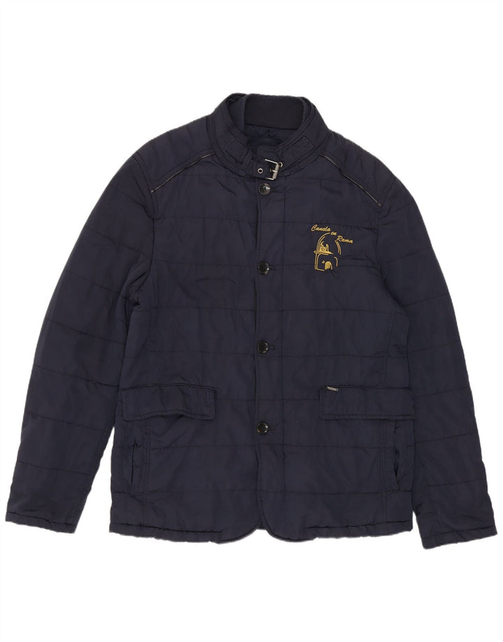 Zara Ανδρικό μπουφάν με επένδυση UK 38 Medium Navy Blue Polyester