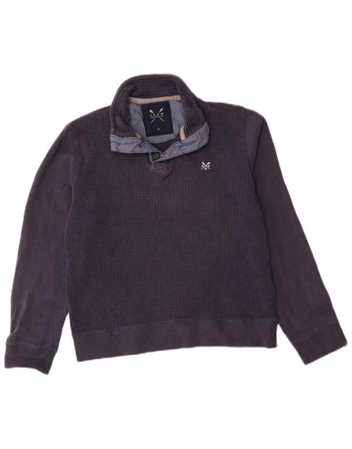 Crew Clothing Ανδρική μπλούζα με λαιμόκοψη πουκάμισο από μεσαίο μπλε βαμβακερό