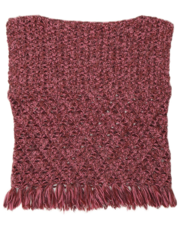 Vintage Γυναικείο See Through Crochet Top UK 10 Small Burgundy