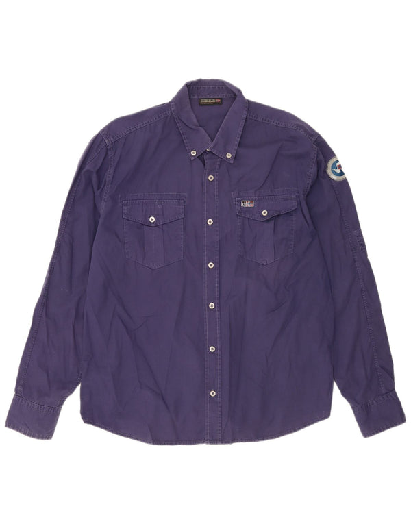 NAPAPIJRI Ανδρικό πουκάμισο XL Navy Blue Cotton