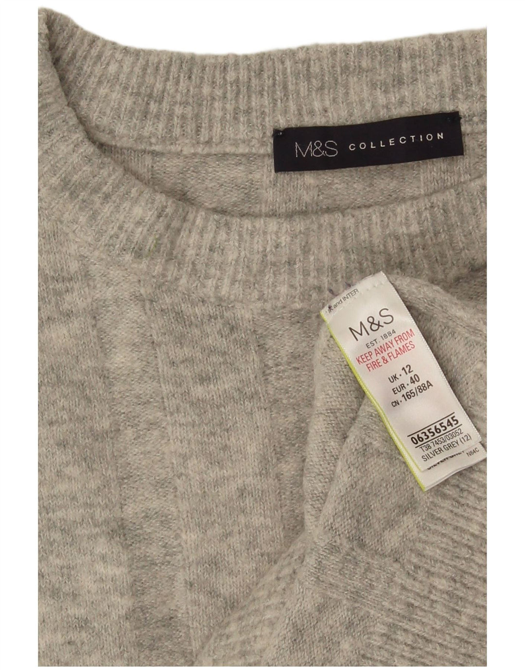Marks & Spencer Γυναικείο πουλόβερ με λαιμόκοψη UK 12 μεσαίου γκρι