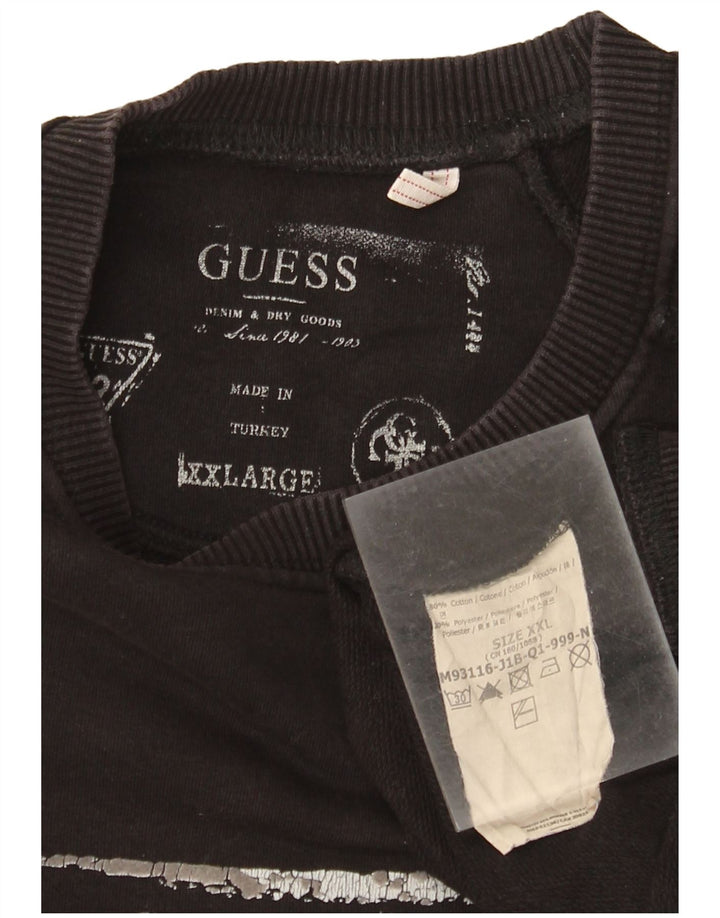 Ανδρικό γραφικό φούτερ Guess Jumper 2XL Μαύρο βαμβακερό