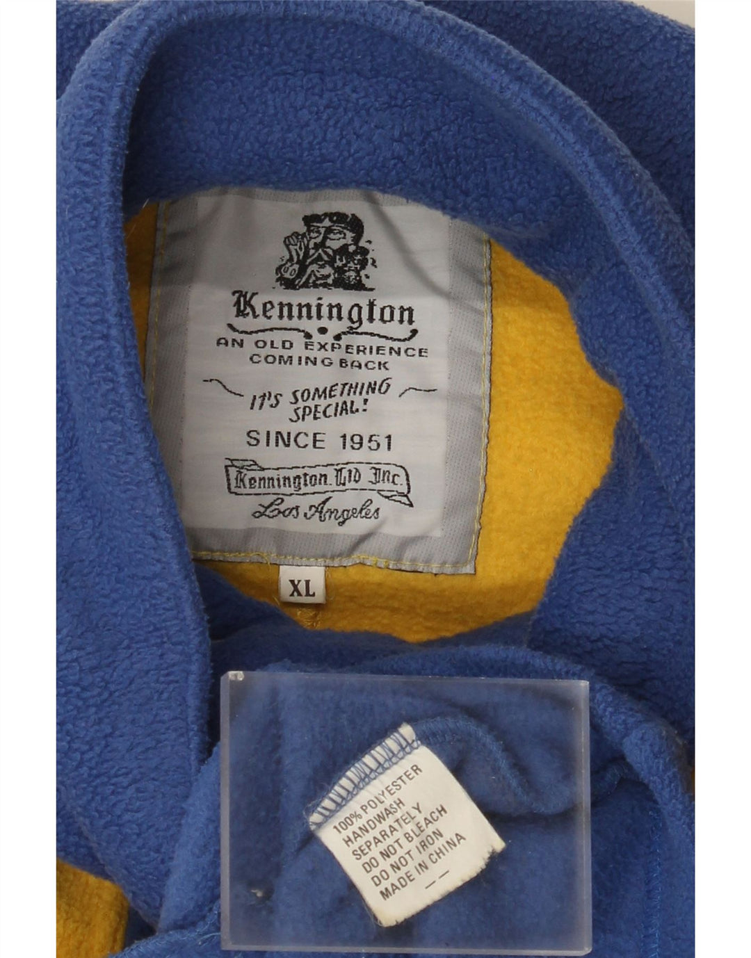 KENNINGTON Ανδρικό φερμουάρ με λαιμόκοψη Fleece Jumper XL Blue Colourblock Πολυεστέρας
