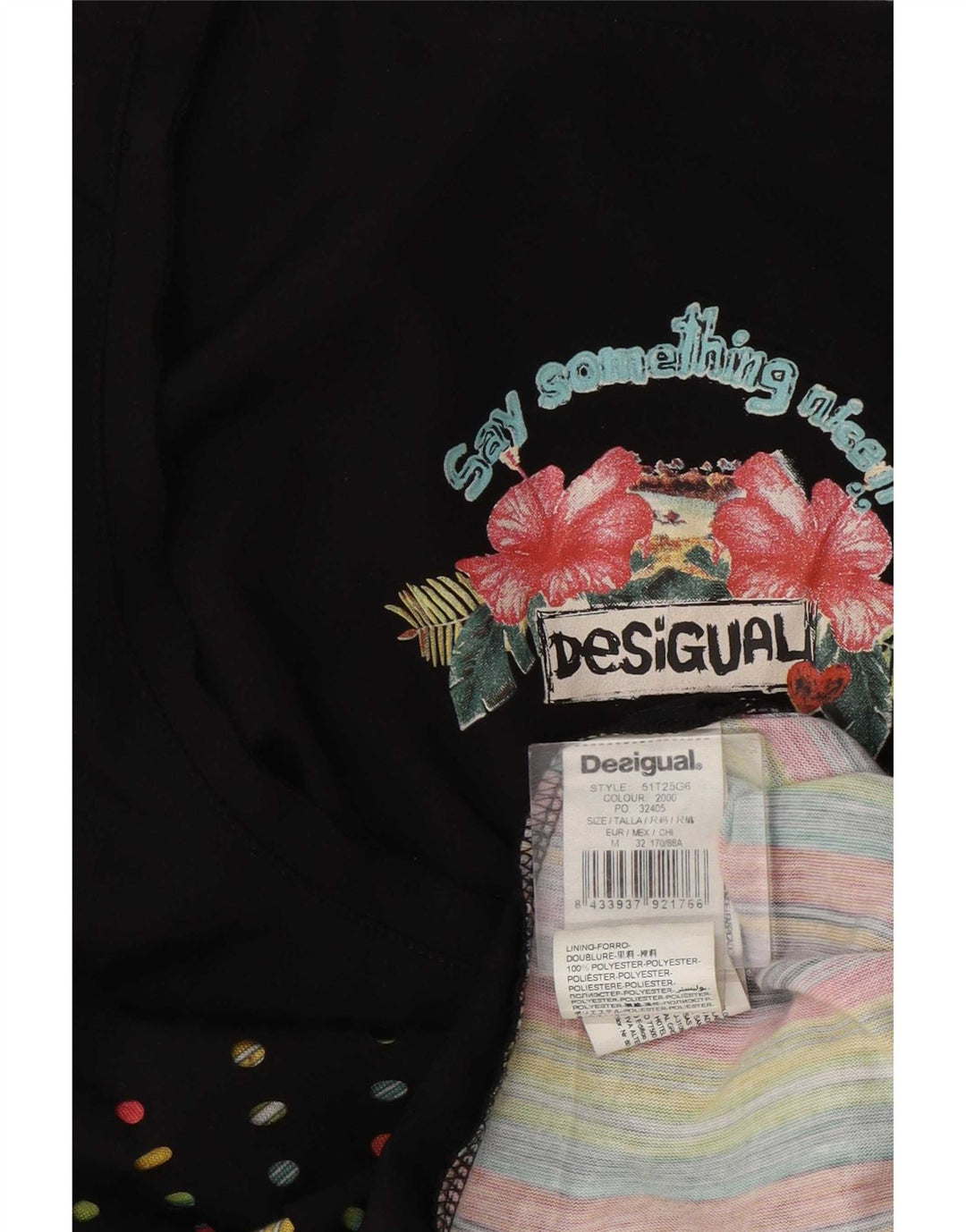 Γυναικείο γραφικό γιλέκο Desigual Top UK 12 Μεσαίο μαύρο γεωμετρικό πολυεστέρα