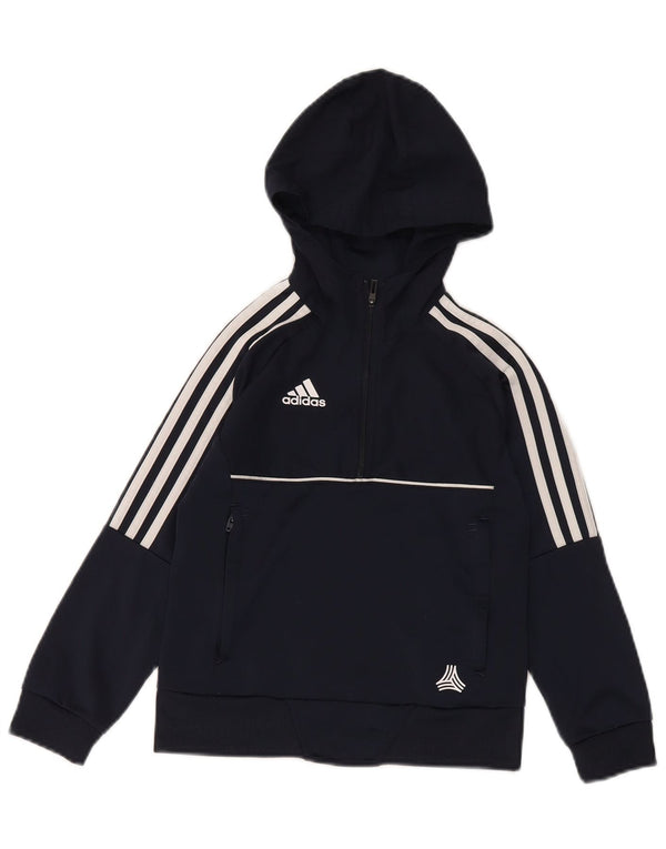 Adidas Boys με φερμουάρ με κουκούλα με κουκούλα 7-8 ετών Navy Blue Colourblock