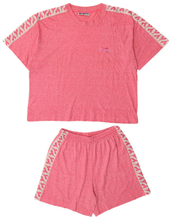 DIADORA Γυναικείο σετ 2 τεμαχίων μεγάλου μεγέθους γραφικών UK 10 Small κόκκινο βαμβακερό