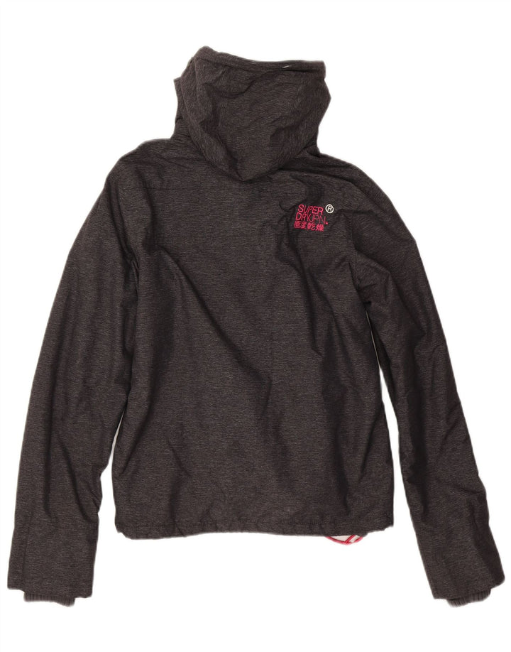 SUPERDRY Womens Windcheater Hooded Windbreaker Jacket UK 10 Small Grey