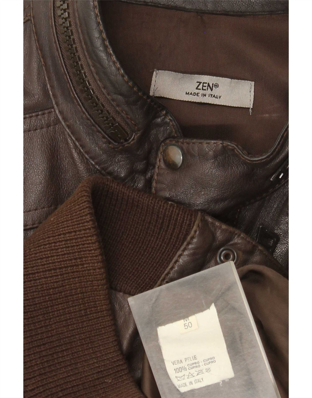 Zen Mens Bomber Δερμάτινο Μπουφάν Μέγεθος 50 Δερμάτινο Μεσαίο Καφέ