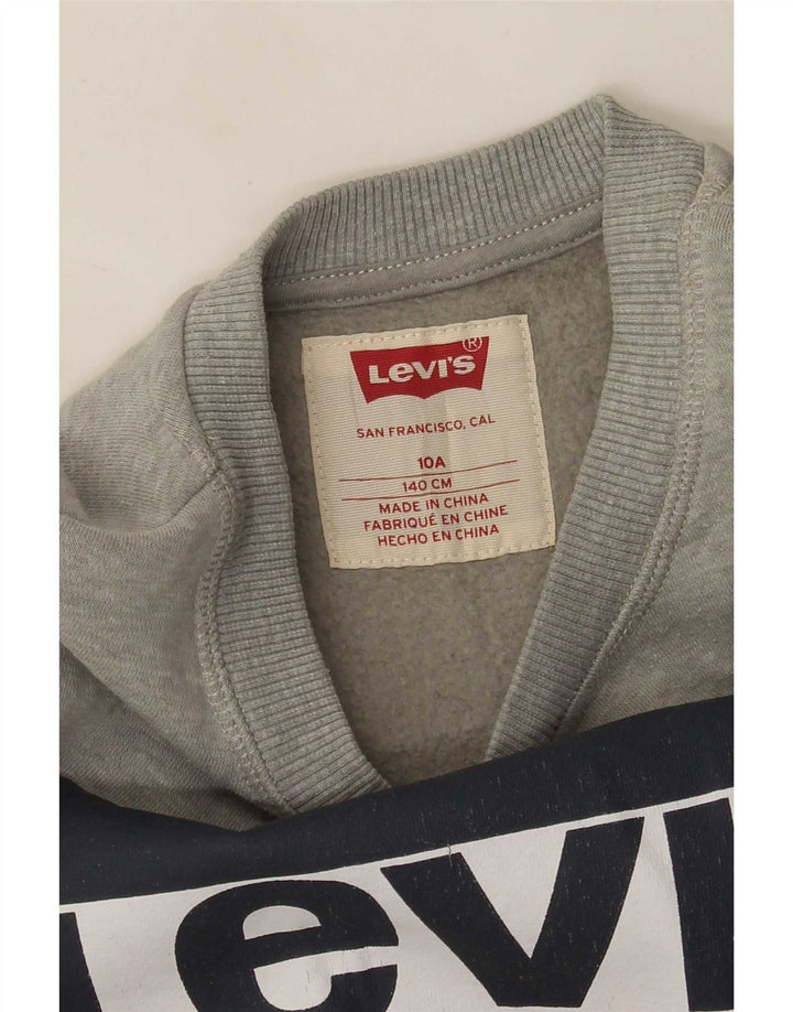 Levi's Boys Graphic Hoodie Jumper 9-10 Years Grey Flecked