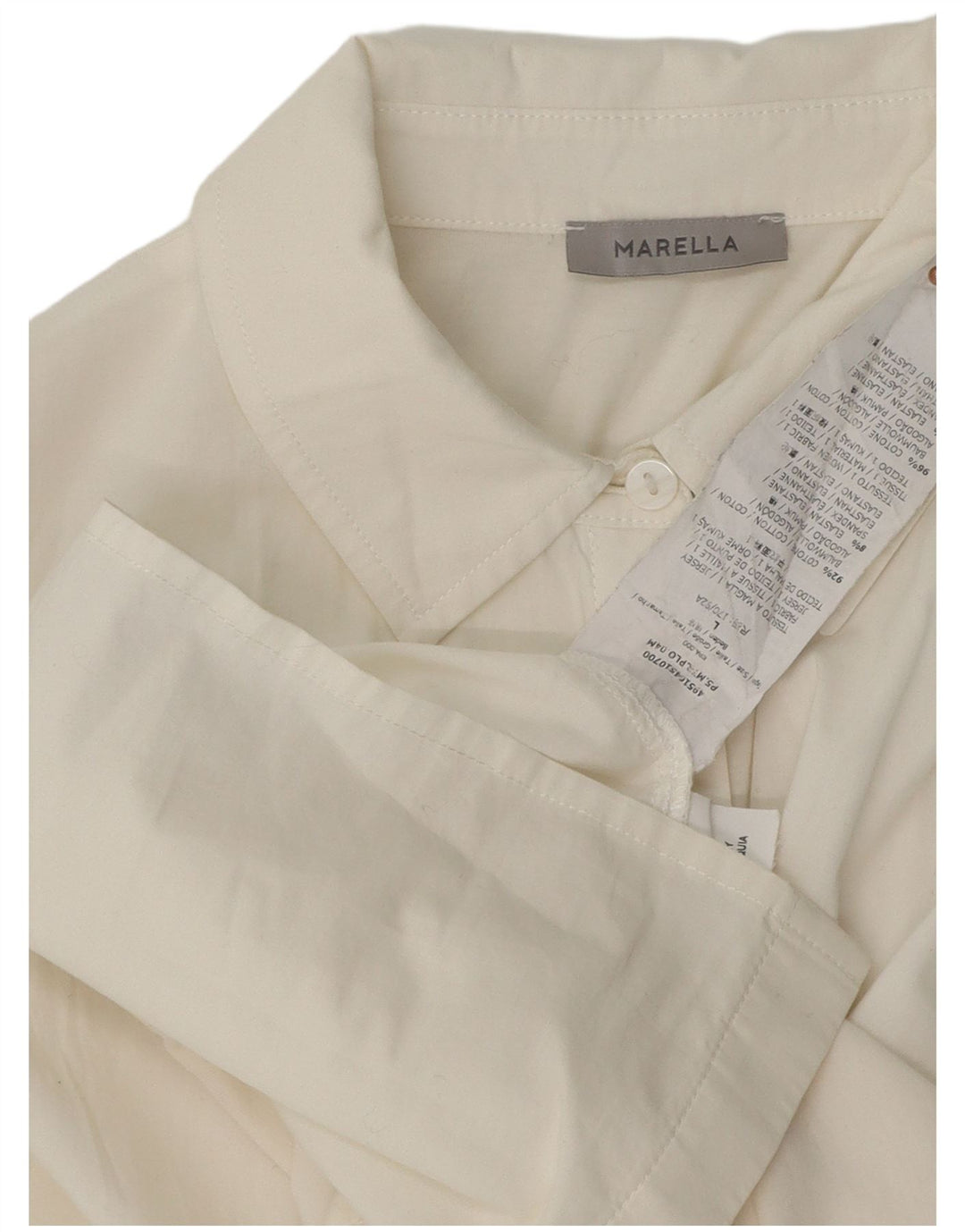 Marella Γυναικείο πουκάμισο Longline Μπλούζα UK 16 Large Off White Βαμβακερό