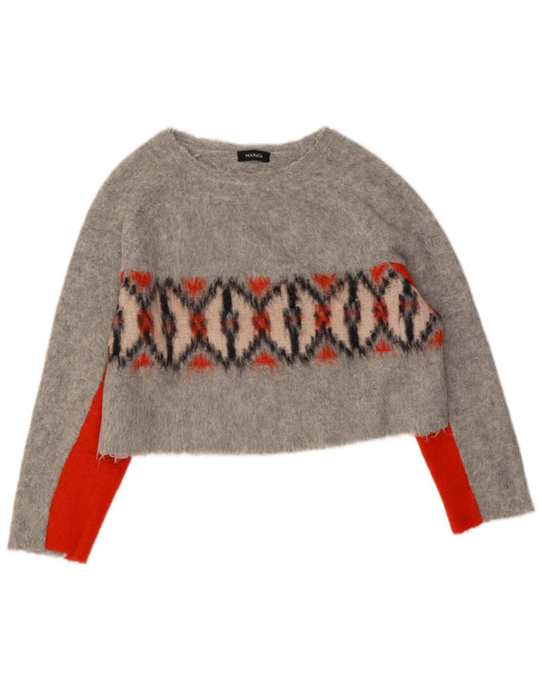 Max&Co. Γυναικείο Crop Boat Neck Jumper UK 10 Small Grey Geometric