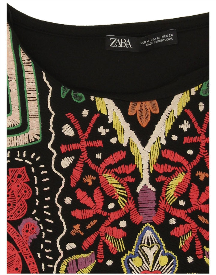 Zara Γυναικείο Abstract Pattern Shift φόρεμα UK 14 Medium μαύρο