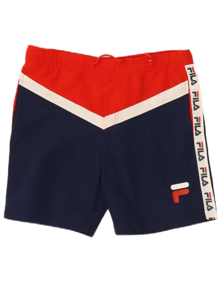 Ανδρικό γραφικό σορτς κολύμβησης Fila Small Blue Colourblock Πολυεστέρας