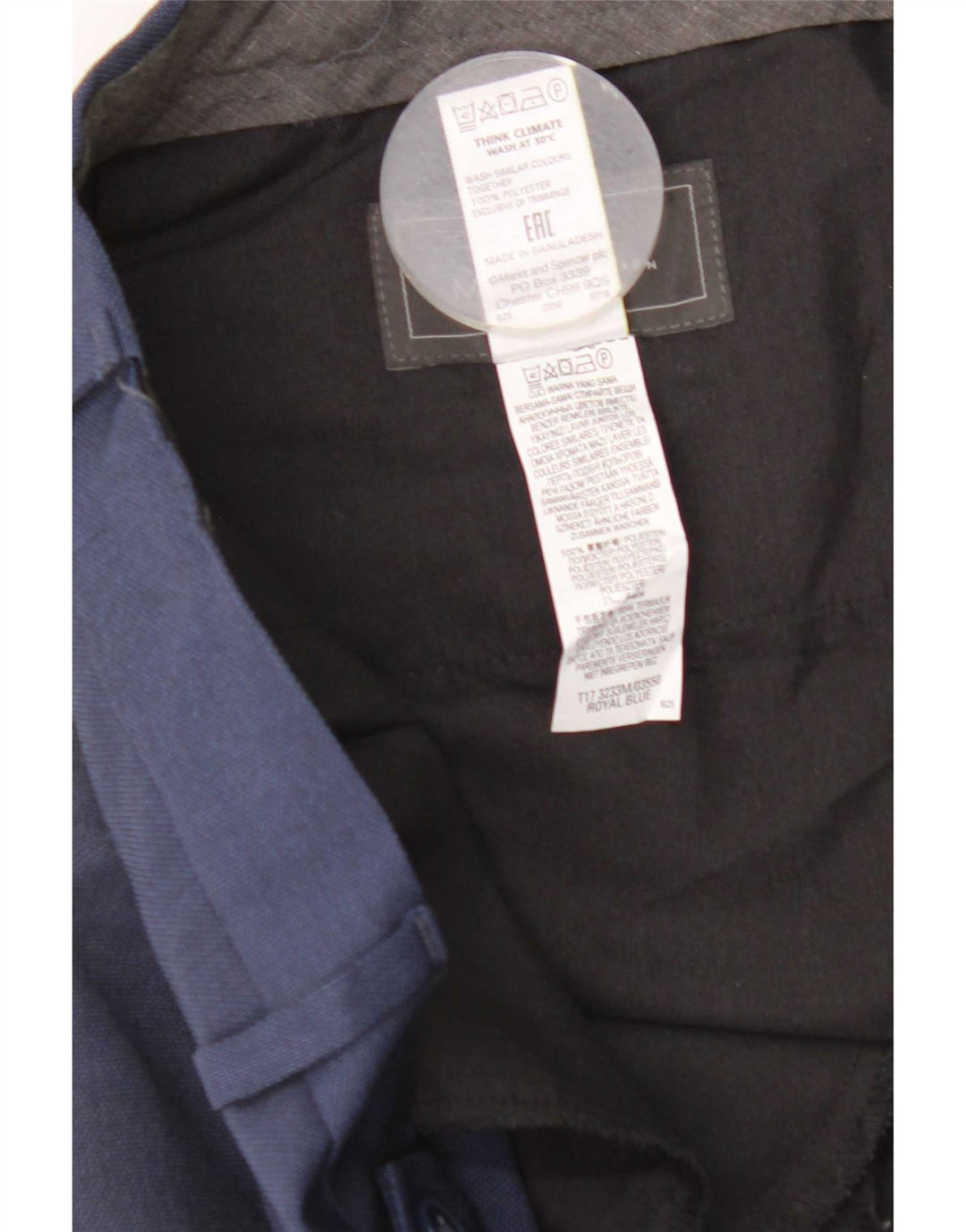 Ανδρικό παντελόνι με κανονική εφαρμογή Marks & Spencer W40 L29 Navy Blue Polyester