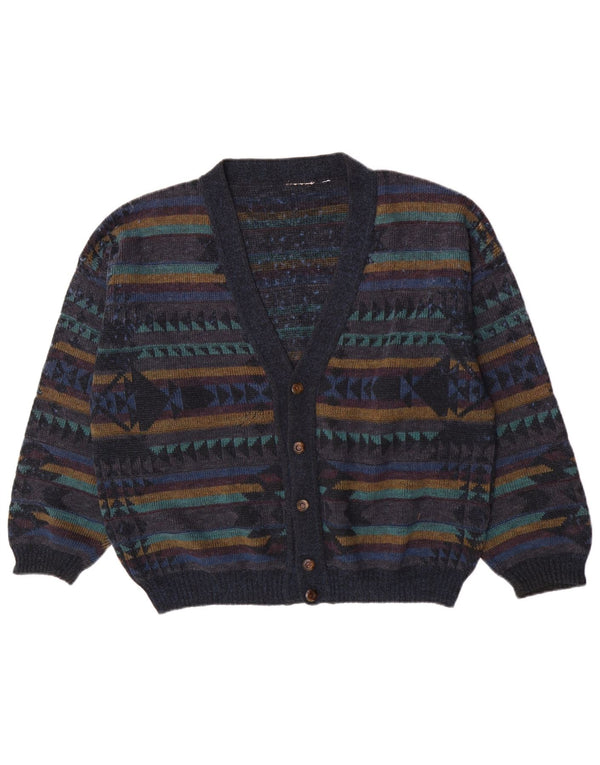 Vintage Ανδρική Ζακέτα πουλόβερ Μεγάλο Navy Blue γεωμετρικό