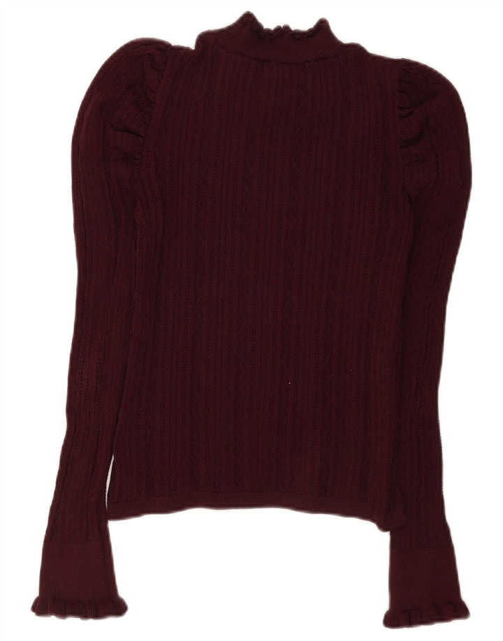 Zara Γυναικεία μακρυμάνικη μπλούζα τοπ UK 12 Medium Burgundy