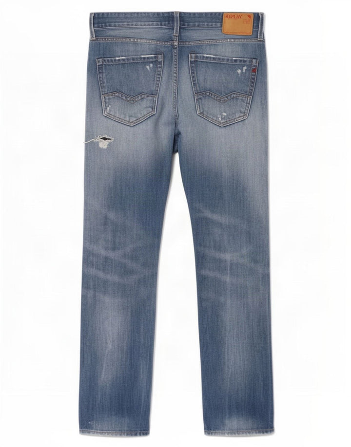 Replay Ανδρικό τζιν Waitom Distressed Straight W31 L32 Μπλε βαμβακερό