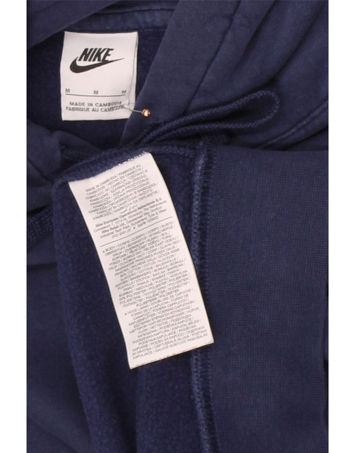NIKE Mens Hoodie Jumper Medium Navy Blue Cotton
