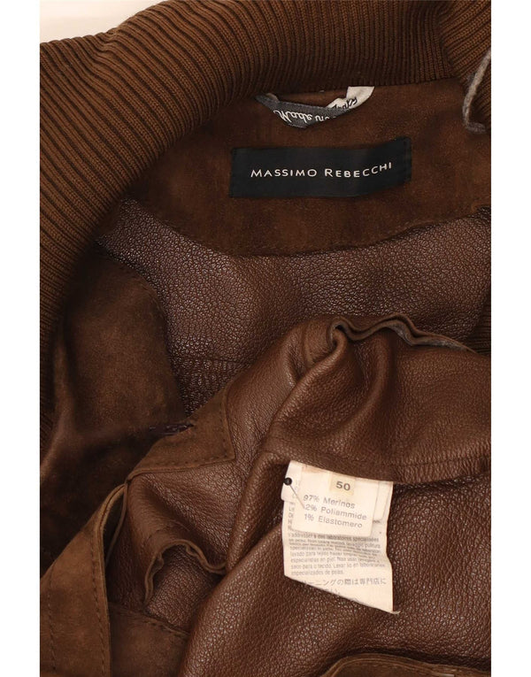 Massimo Rebecchi Ανδρικό Suede Bomber Jacket IT 50 Large Brown Δερμάτινο