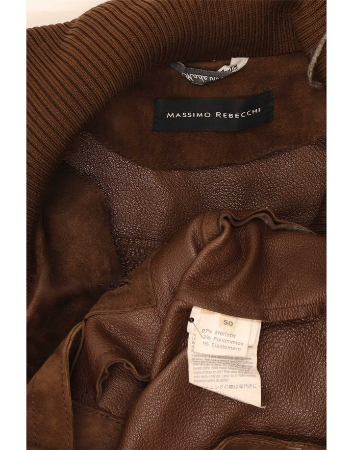 Massimo Rebecchi Ανδρικό Suede Bomber Jacket IT 50 Large Brown Δερμάτινο