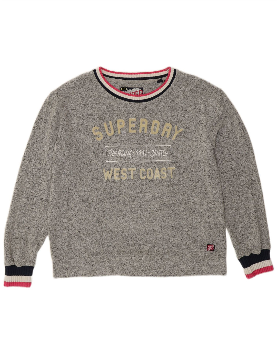 Γυναικείο γραφικό φούτερ SUPERDRY Jumper UK 12 Medium Grey Viscose