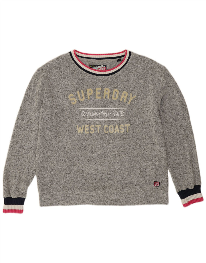 Γυναικείο γραφικό φούτερ SUPERDRY Jumper UK 12 Medium Grey Viscose