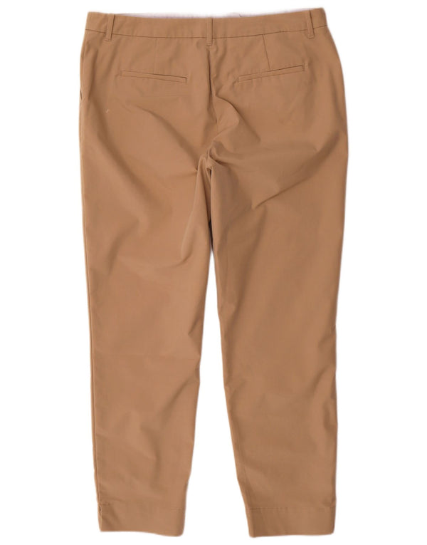 Marks & Spencer Womens Slim Chino Trousers UK 14 Large W34 L28 Brown Cotton
