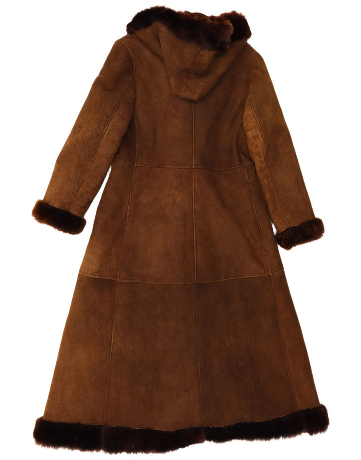 Vintage Γυναικείο Παλτό Shearling UK 8 Μικρό Καφέ