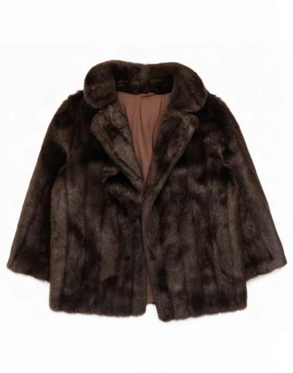 Vintage Γυναικείο Μπουφάν από Faux Fur UK 22 3XL Καφέ Modacryl