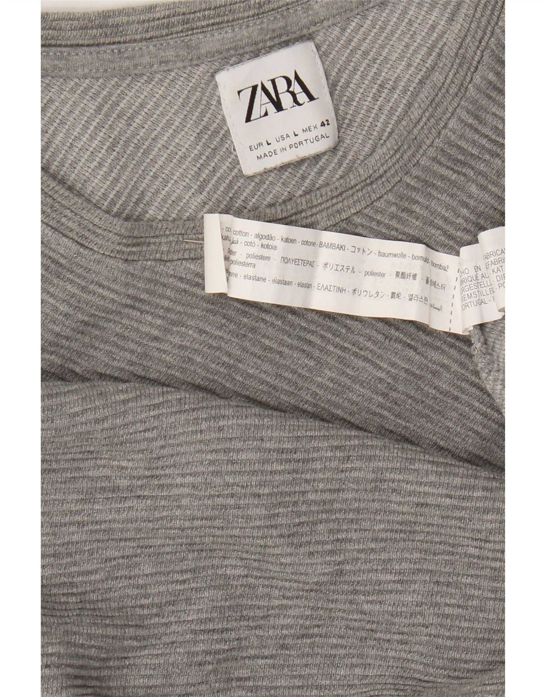 Ανδρικό τοπ Zara μακρυμάνικο μεγάλο γκρι βαμβακερό
