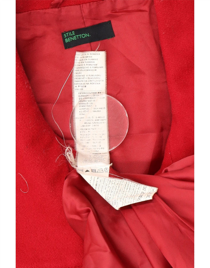 Γυναικείο παλτό Benetton με διπλό στήθος UK 14 Μεσαίο κόκκινο μαλλί