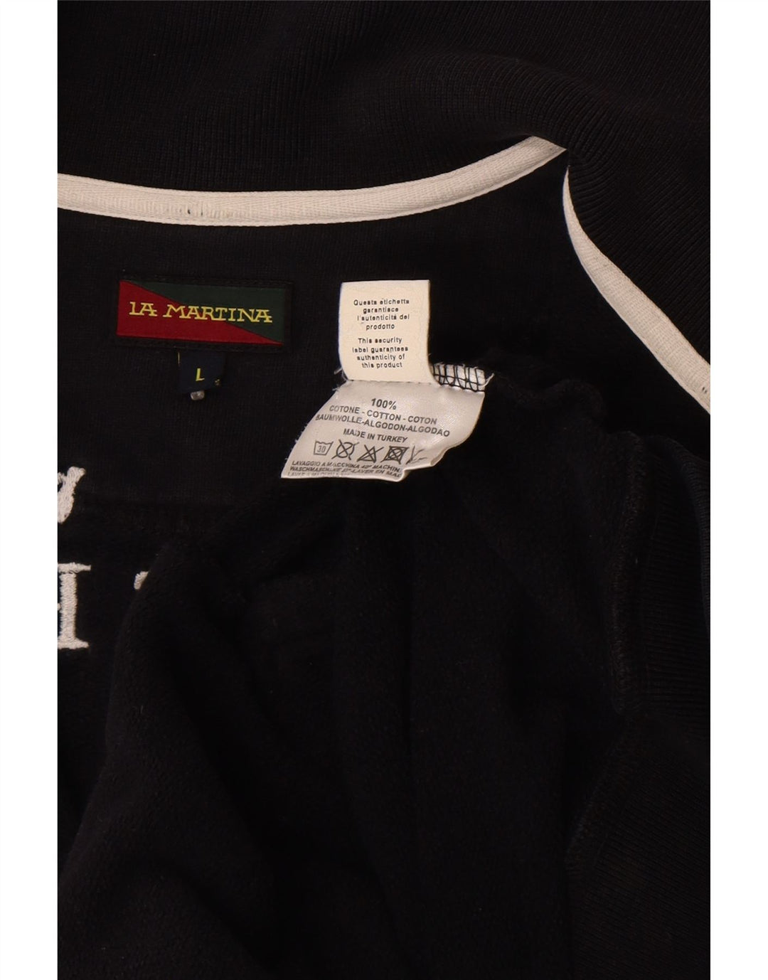 La Martina Ανδρική φόρμα με γραφικό φόρμα Top Jacket μεγάλο μαύρο βαμβακερό