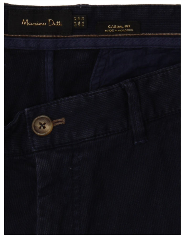 MASSIMO DUTTI Ανδρικό παντελόνι Chino σε καθημερινή εφαρμογή EU 42 Large W32 L32 Navy Blue