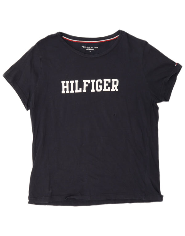 Γυναικείο γραφικό μπλουζάκι Tommy Hilfiger Top UK 14 μεσαίου μπλε βαμβακερό