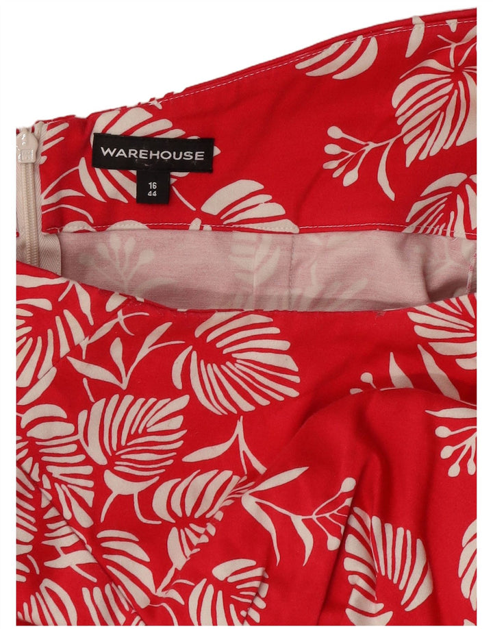 Γυναικείο φόρεμα WAREHOUSE UK 16 Large Red Floral Βαμβακερό