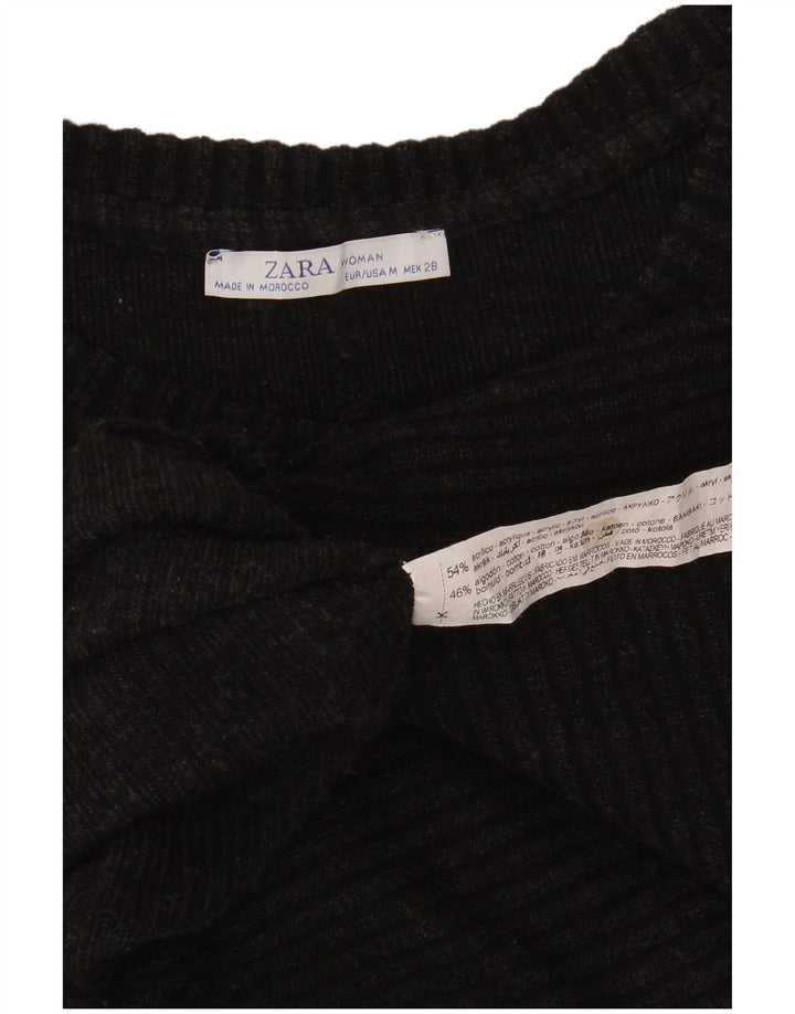 Zara γυναικείο πουλόβερ με λαιμόκοψη μεγάλου μεγέθους βάρκας UK 14 Medium Grey